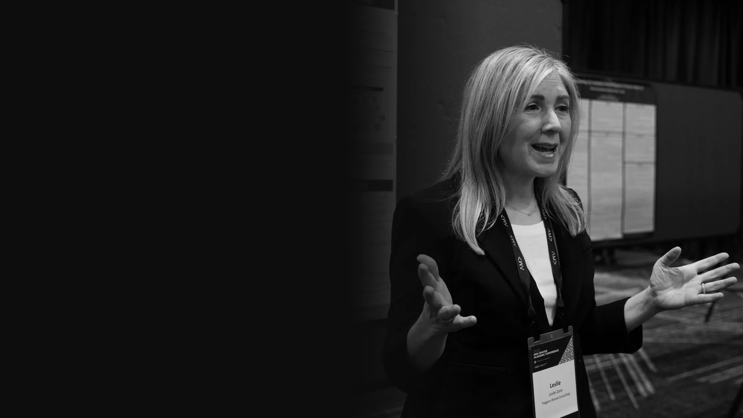 Leslie Zane presenting her research at the American Marketing Association